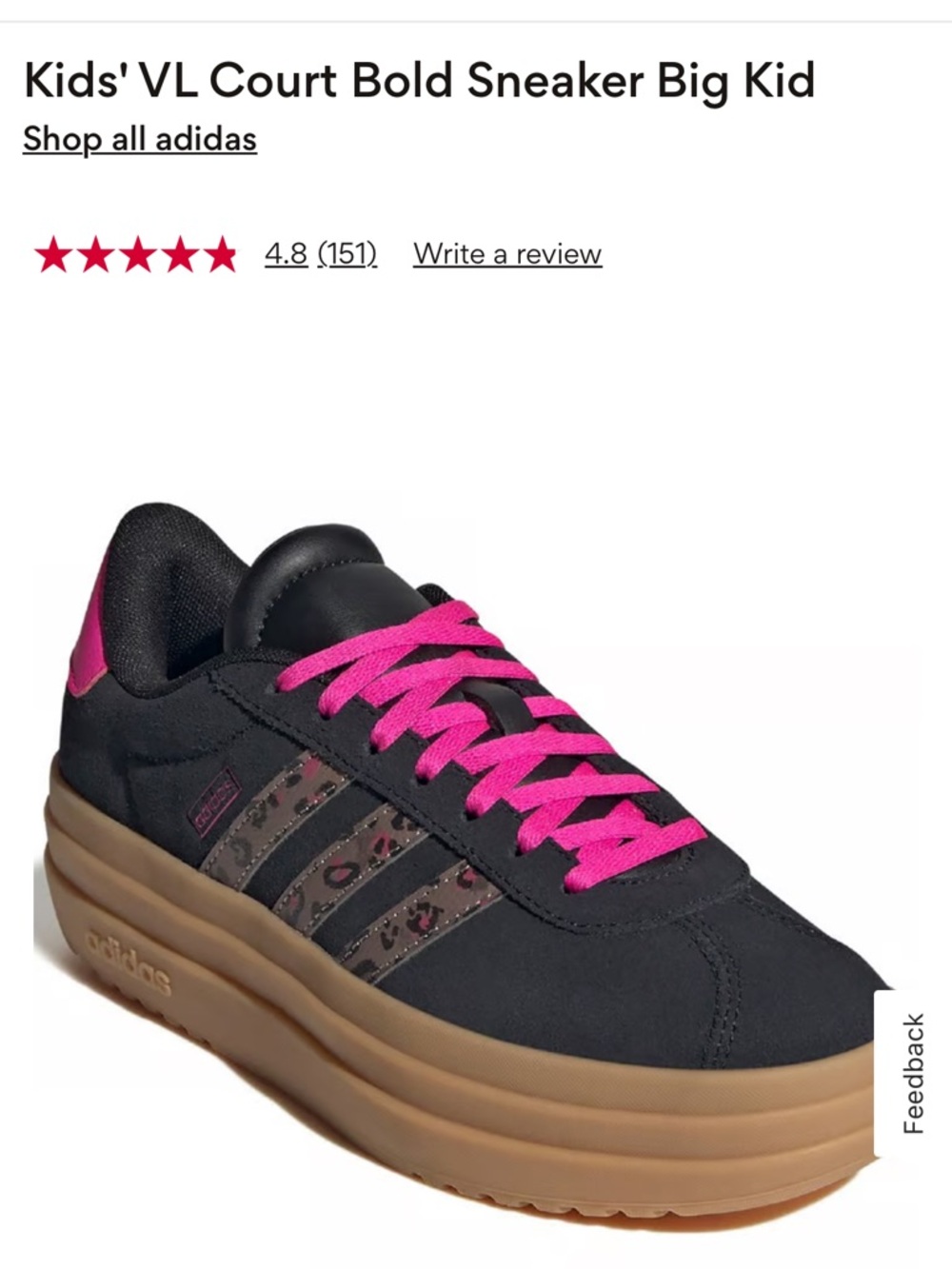 adidas Women's Black Sneakers with Hot Pink Laces and Heel